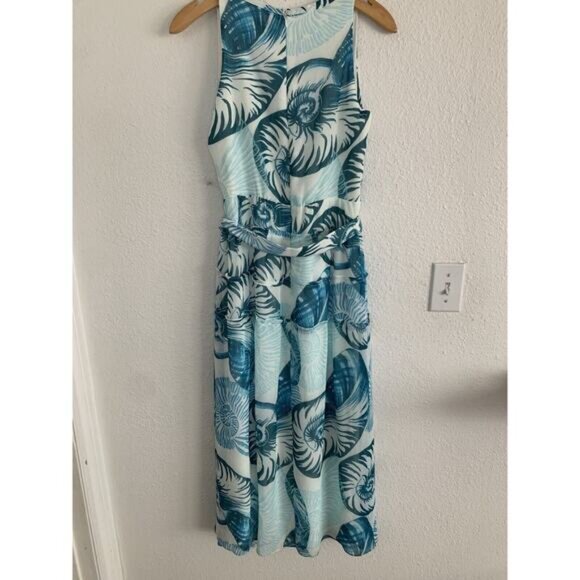 WHBM Sleeveless Nautilus Shirt Dress Women’s Size 2 Midi Button Front Belted - Picture 2 of 9